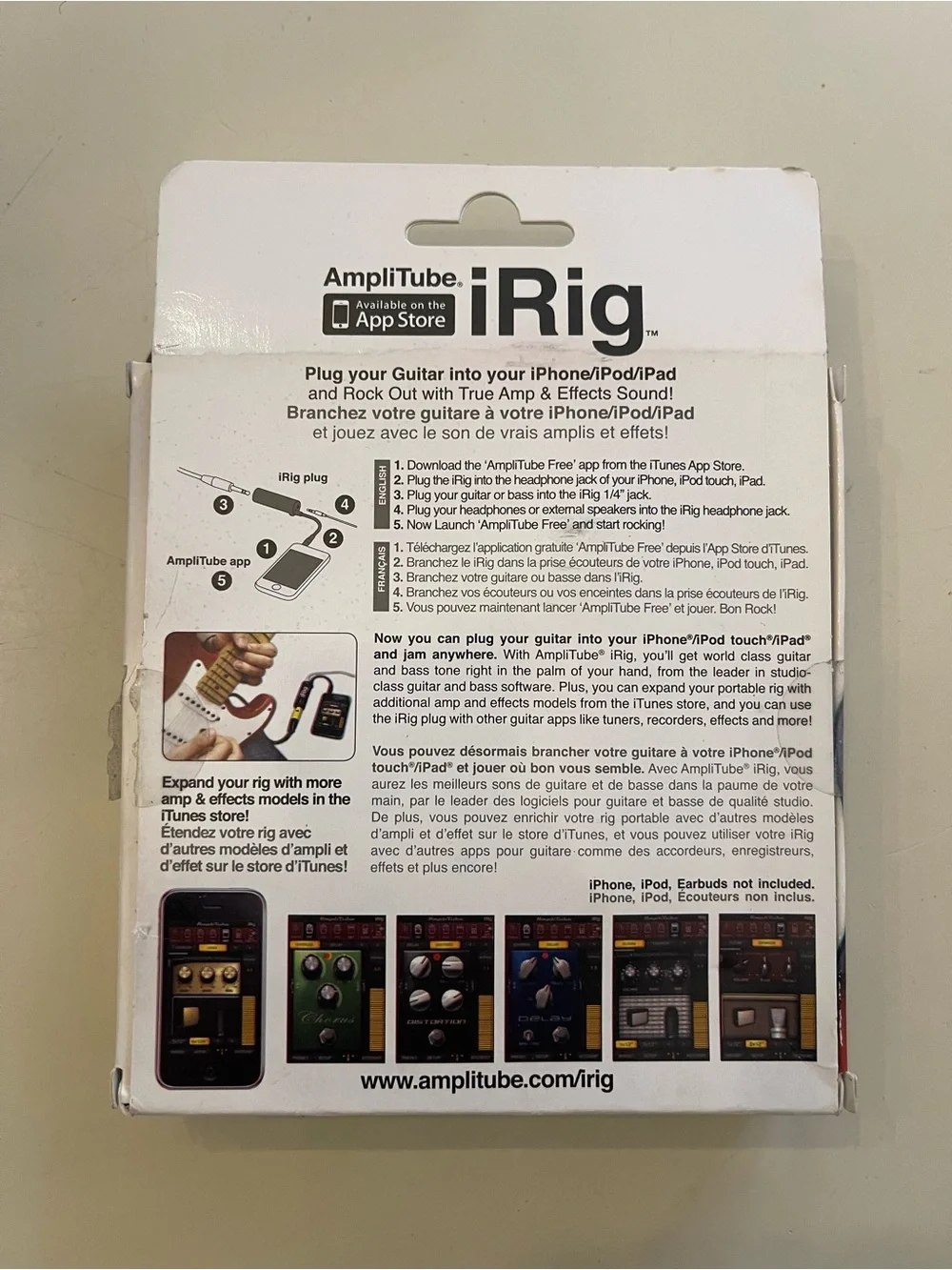 AmpliTube iRig Guitar Interface Adapter for iOS iPhone iPad